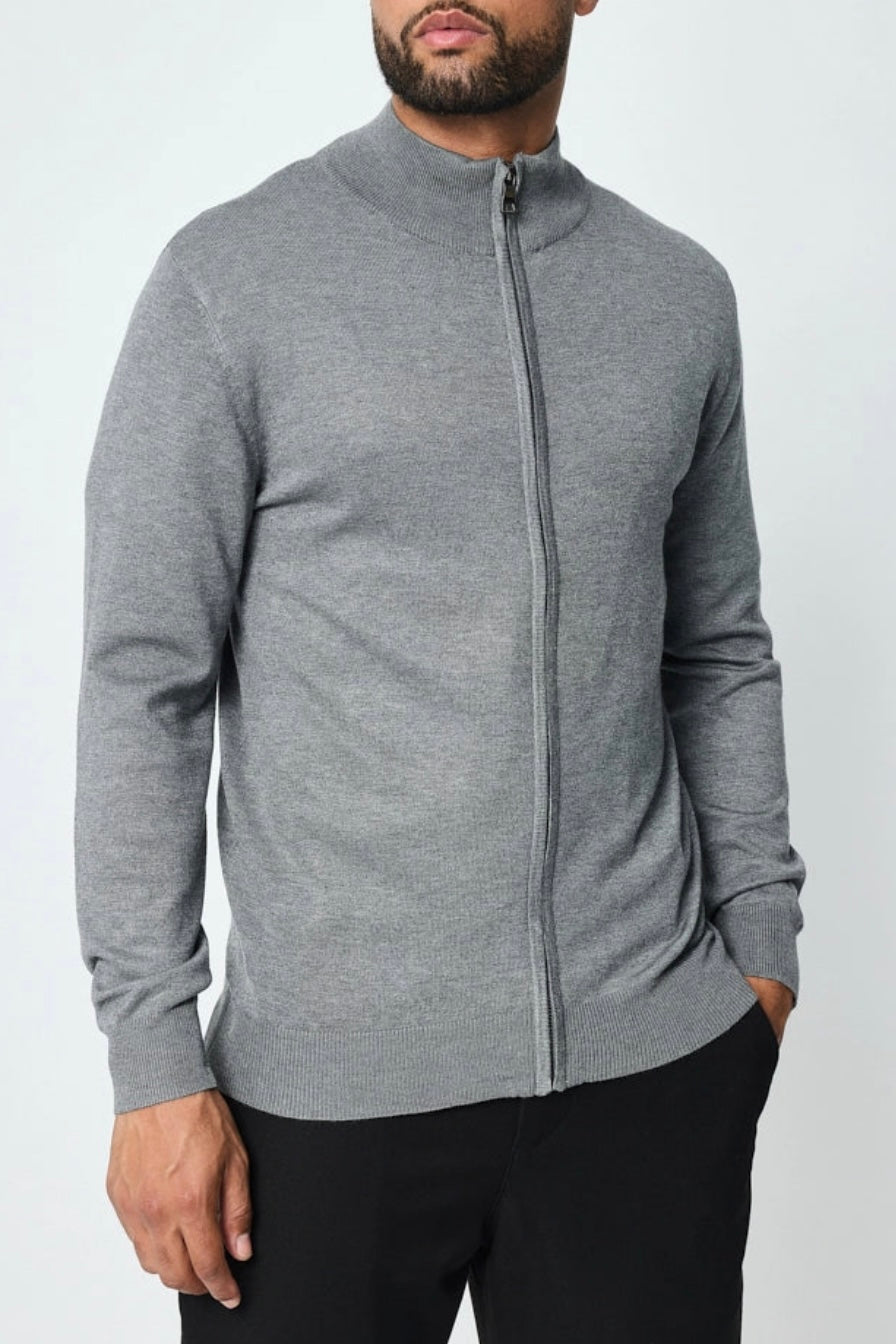 Long-Zip Sweater Grey
