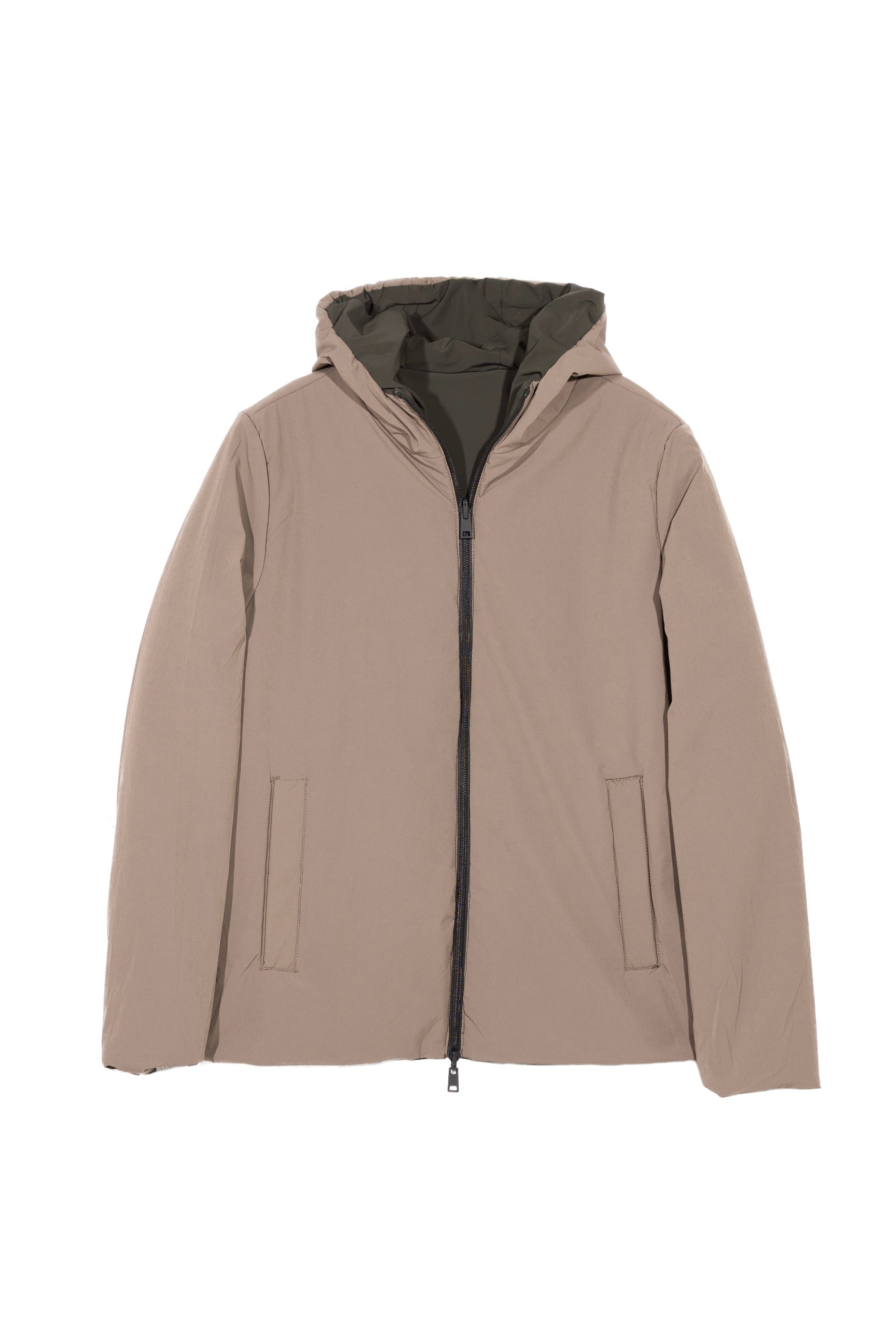 Reversible Hooded Jacket Green/Beige
