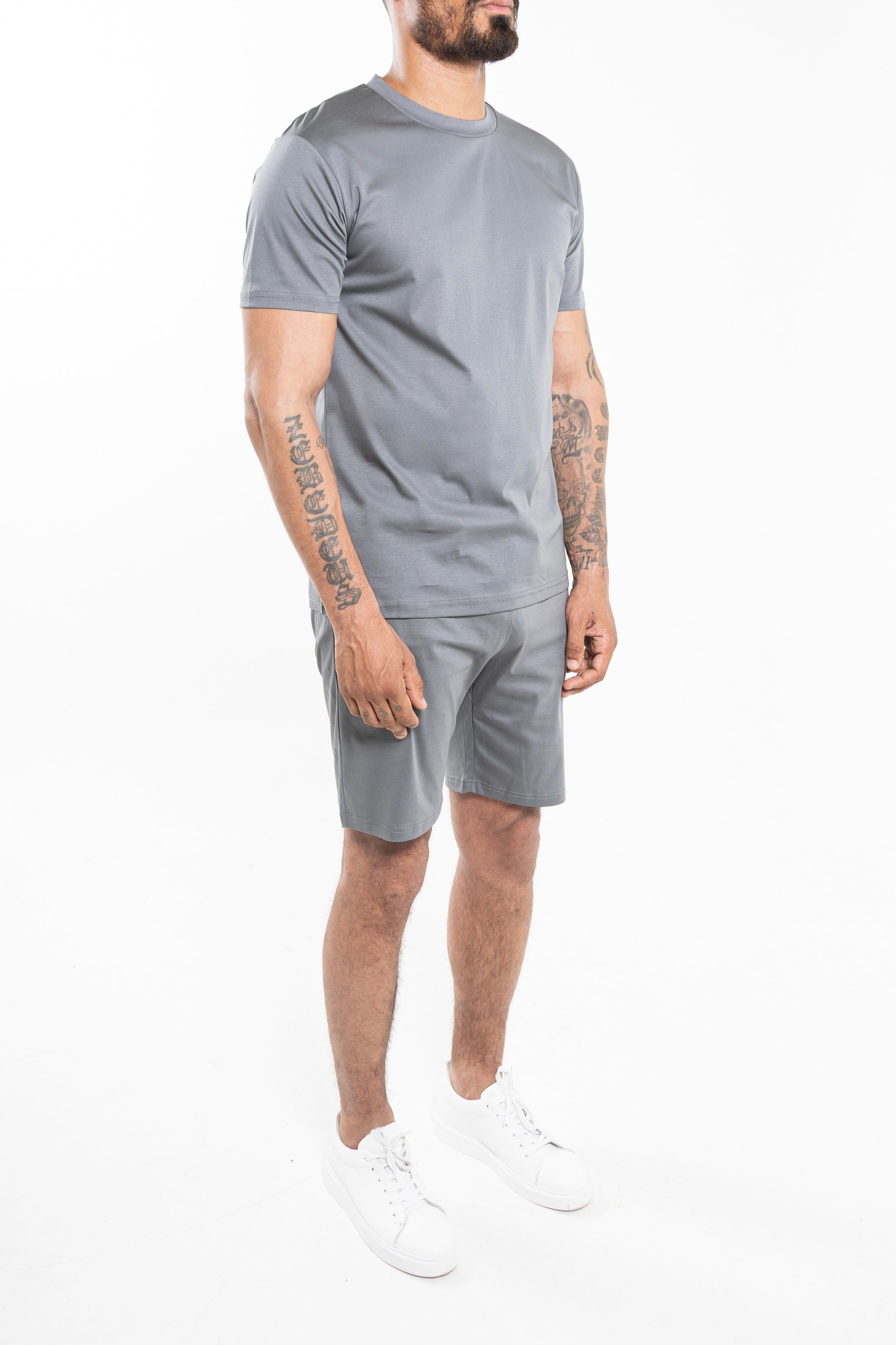 Mercerized Short Set Grey