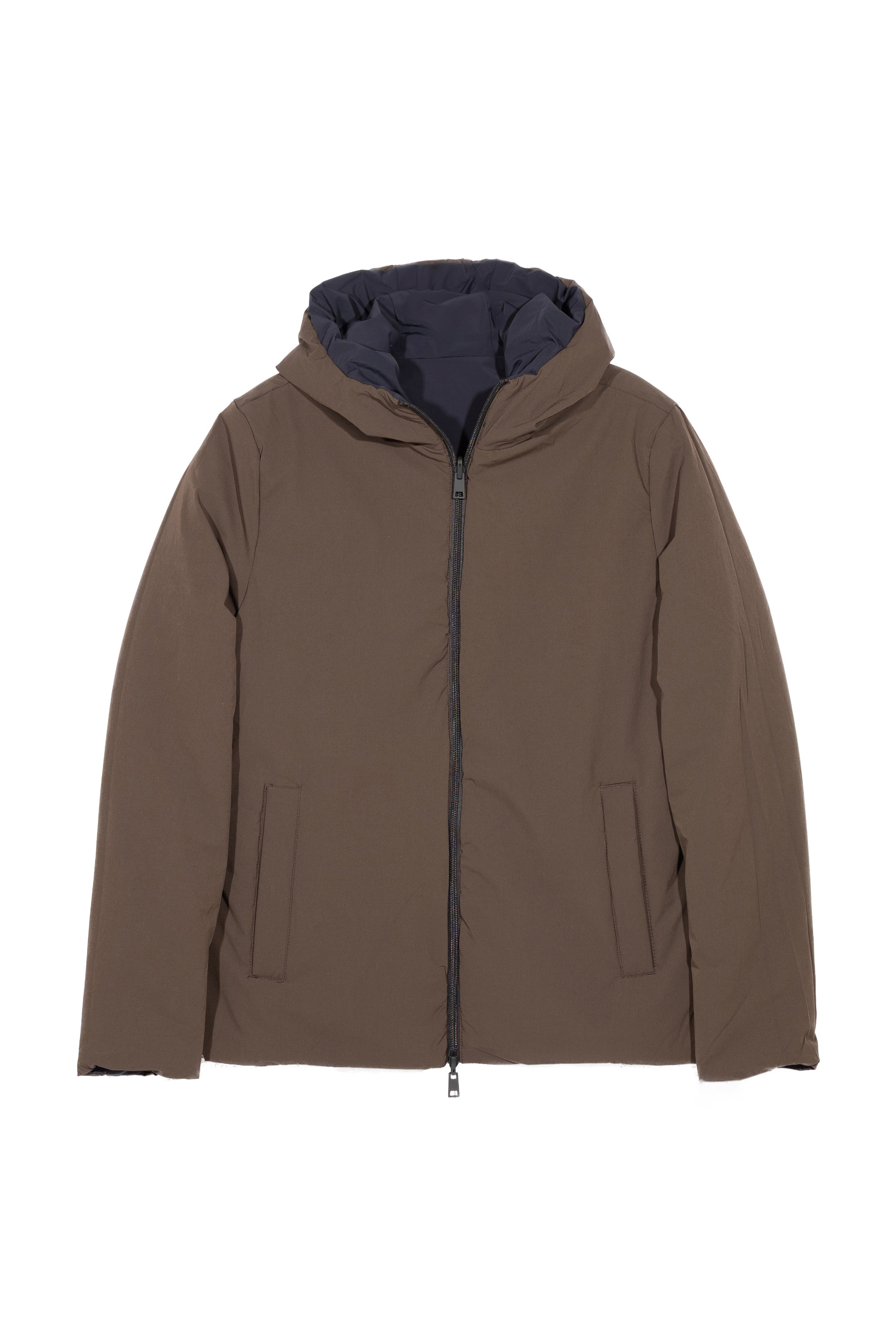 Reversible Hooded Jacket Blue/Brown - Brown side