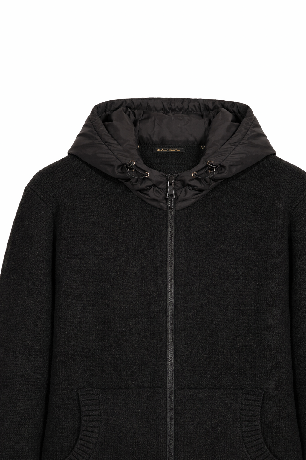 Essential Zip Hoodie Black | Close Up