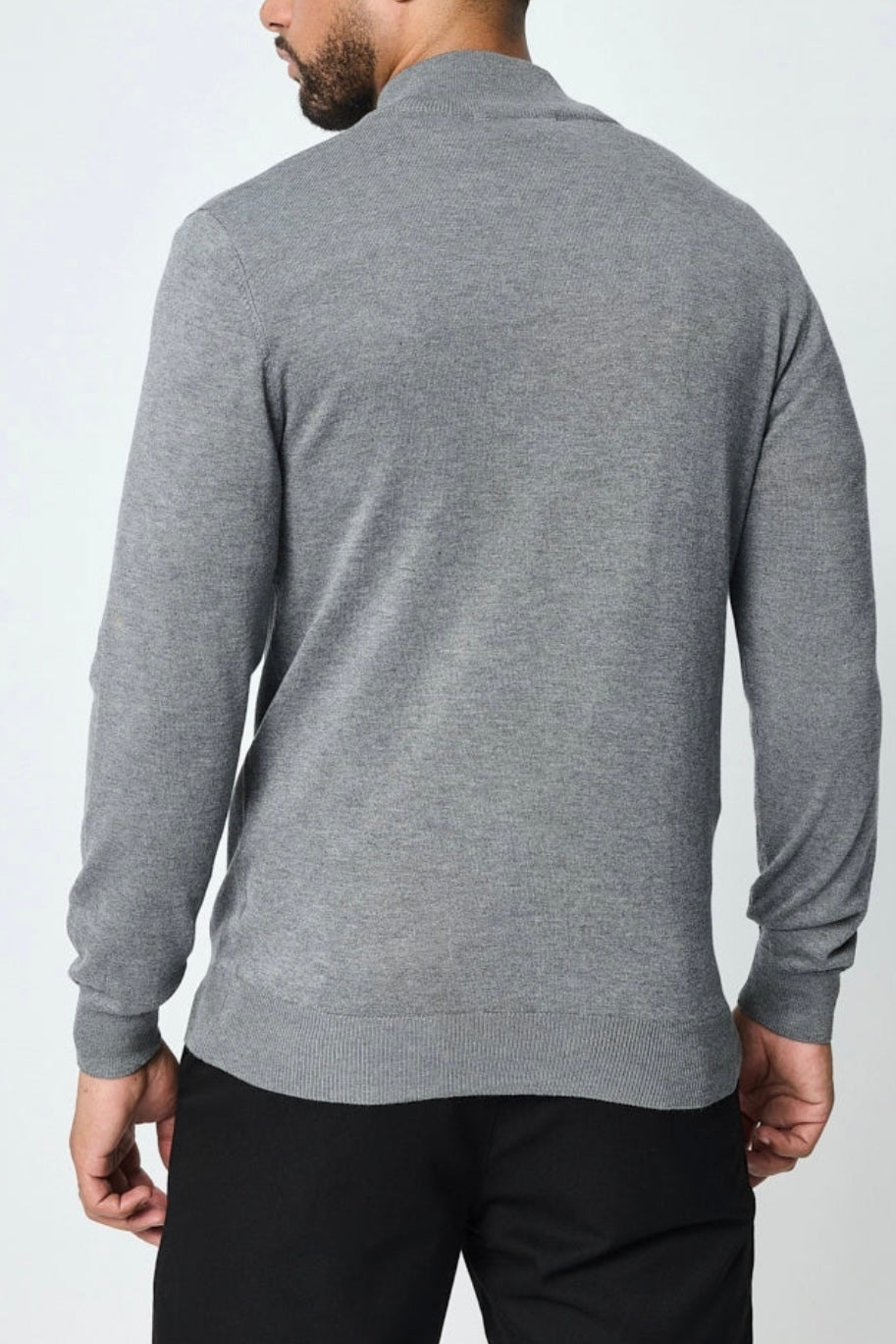 Long-Zip Sweater Grey