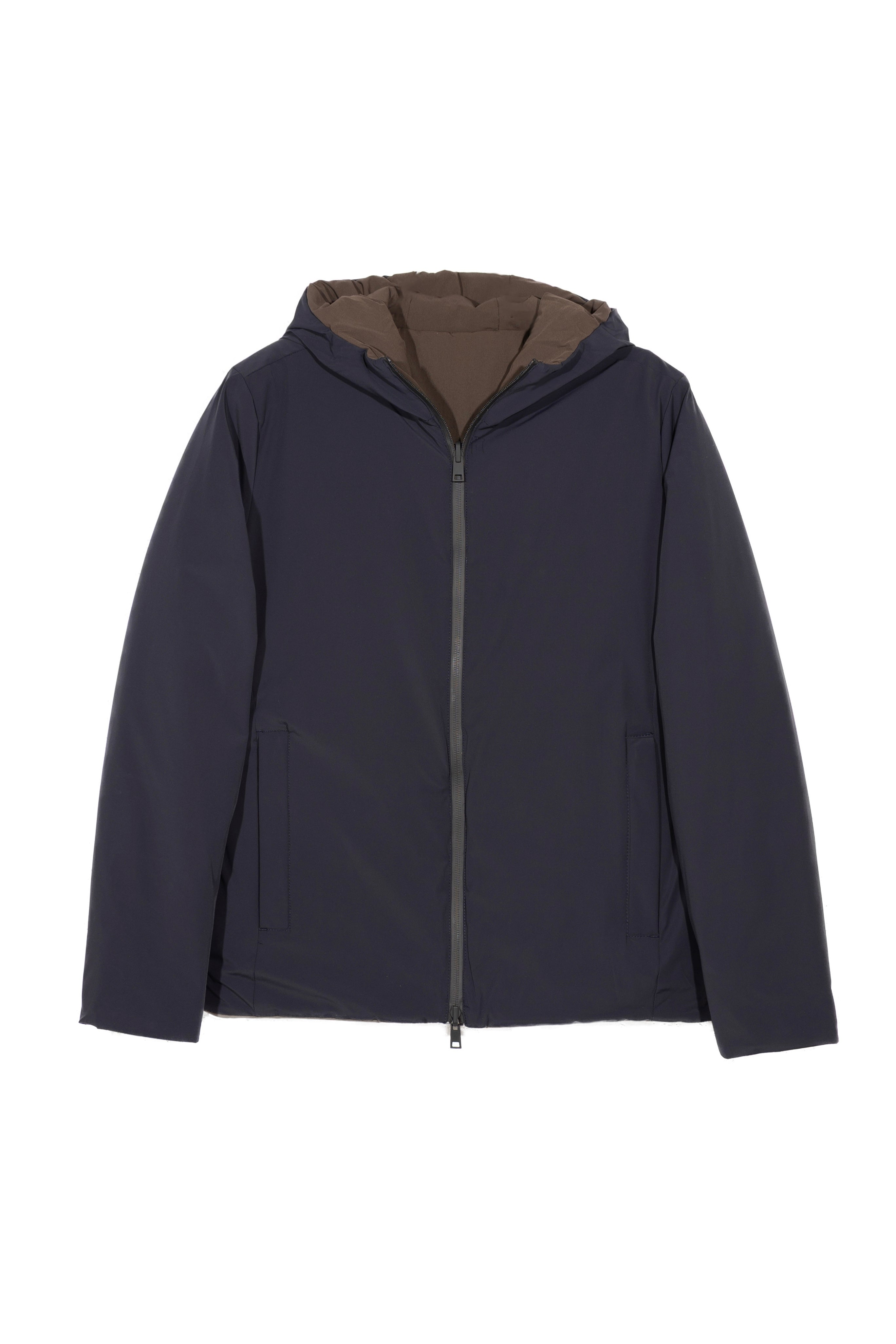 Reversible Hooded Jacket Blue/Brown - Front