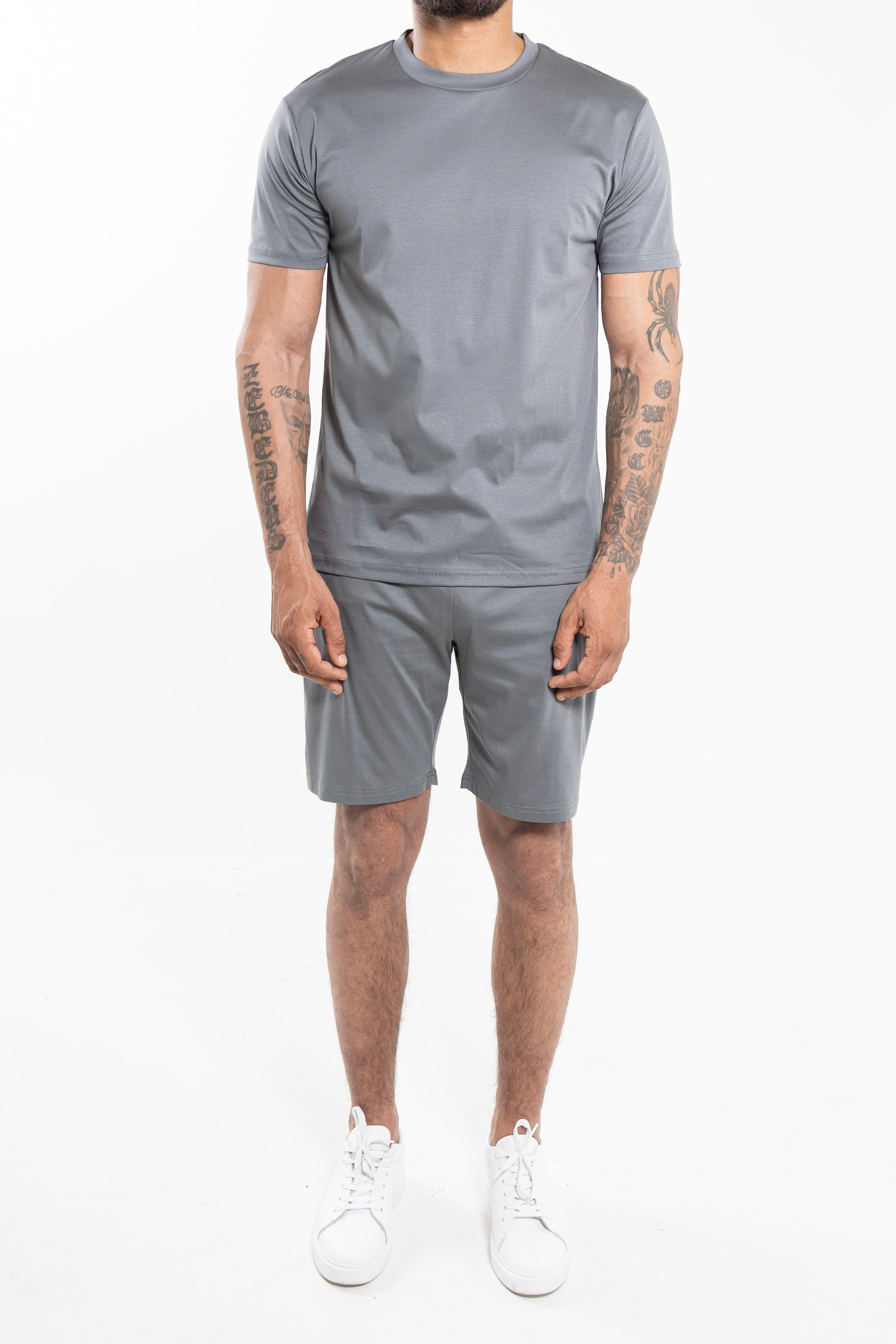 Mercerized Short Set Grey