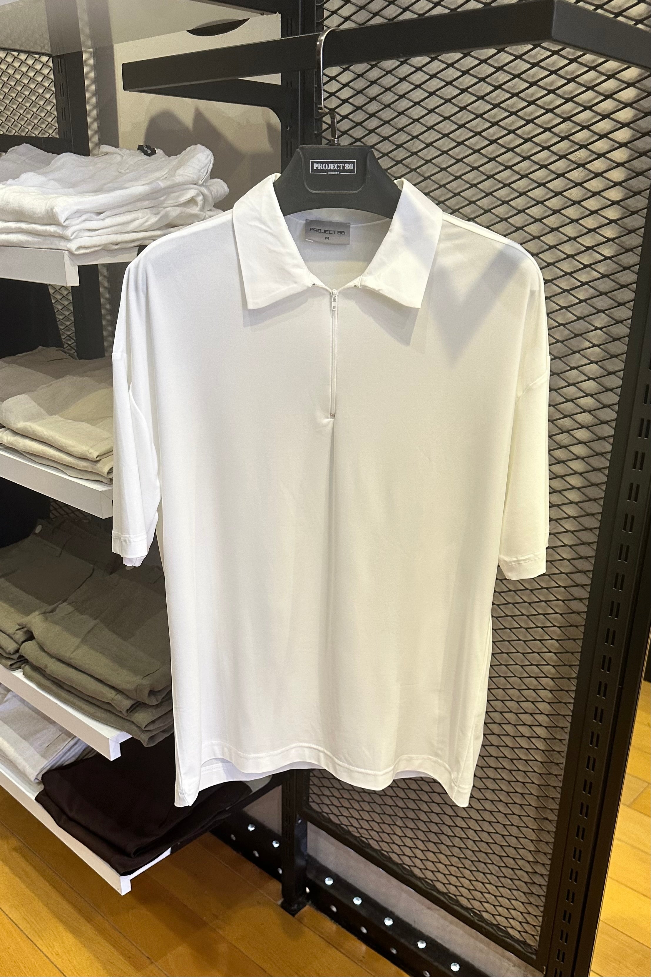 Half Zip Polo Jersey White
