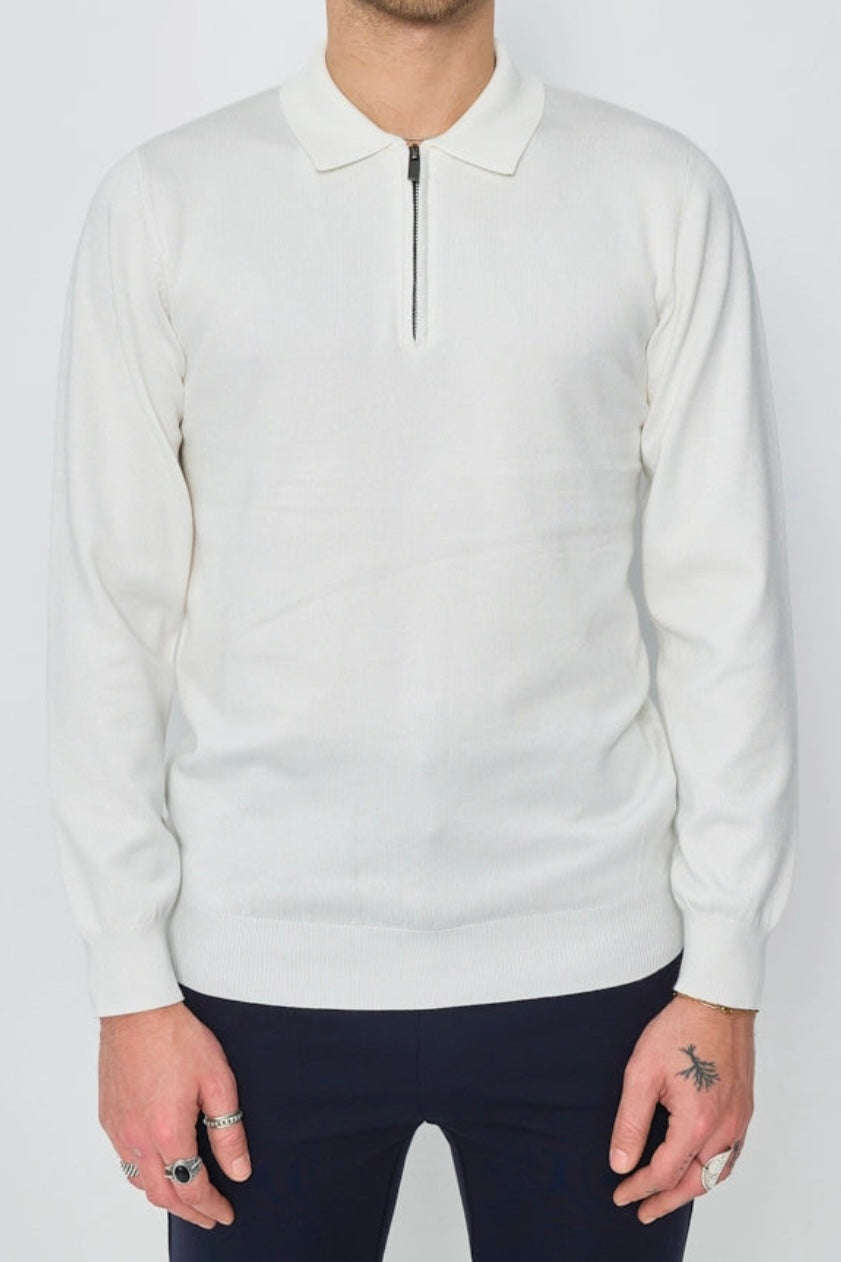 Polo Sweater Zip White