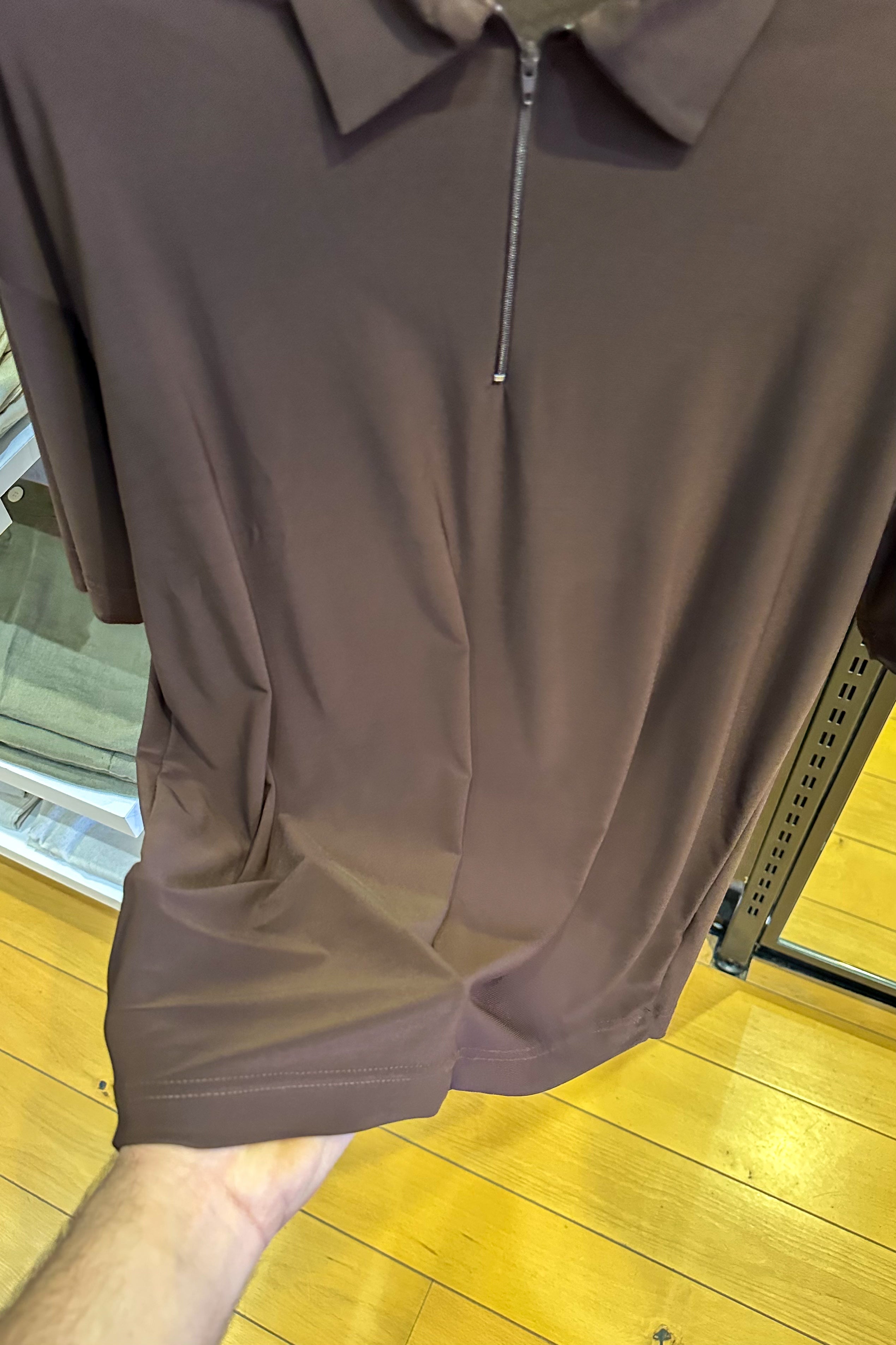 Half Zip Polo Jersey - Brown