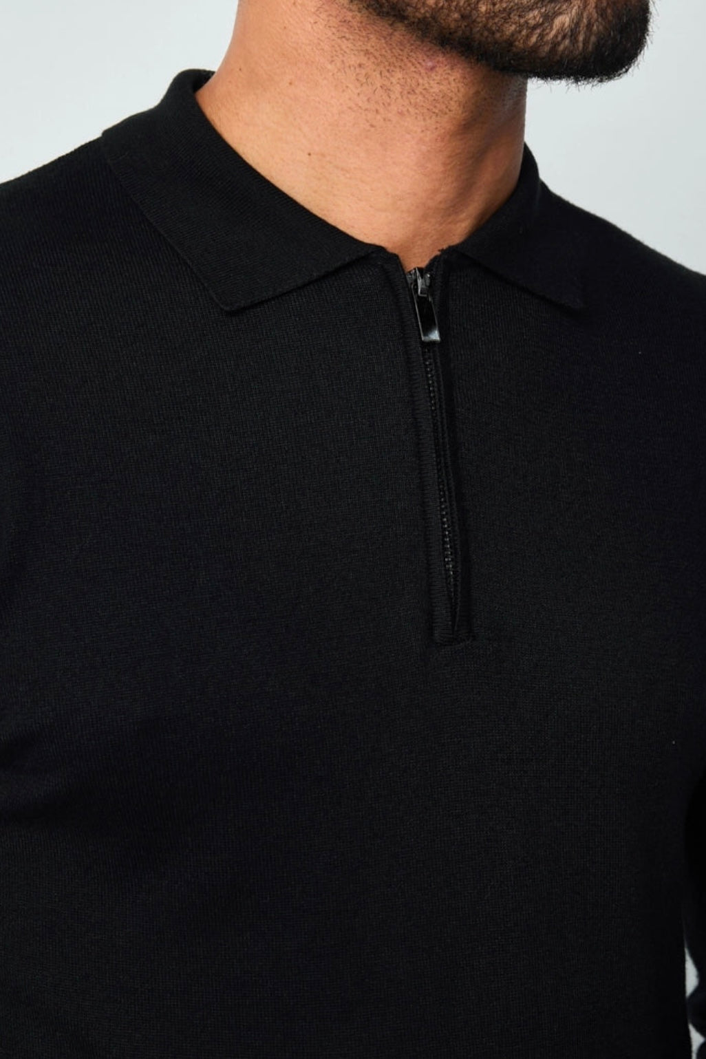 Polo Sweater Zip Black