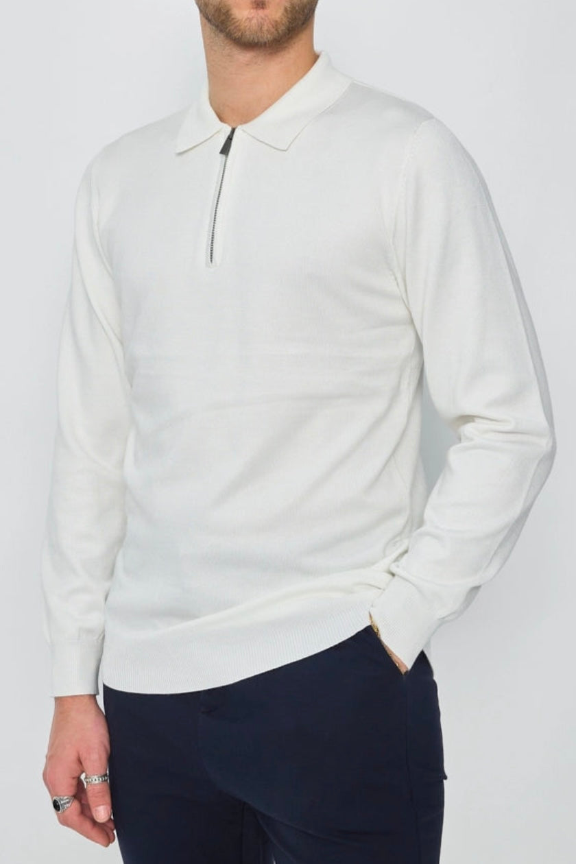 Polo Sweater Zip White