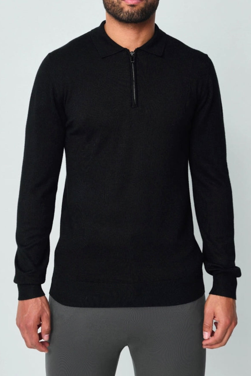 Polo Sweater Zip Black