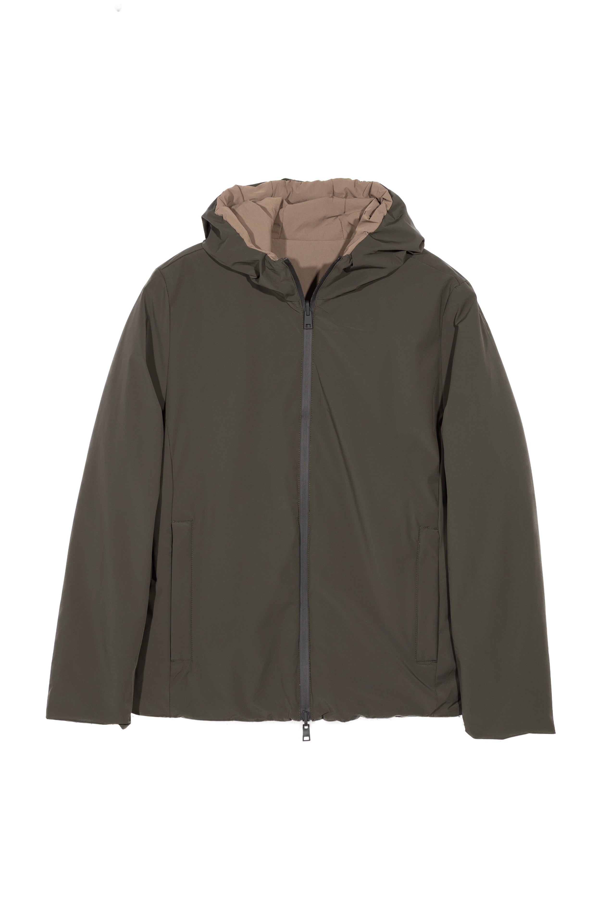 Reversible Hooded Jacket Green/Beige